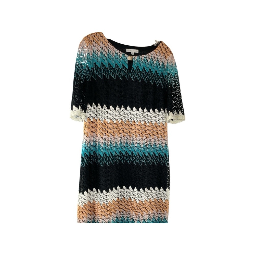 SANDRA DARREN Sz 10 Lace Sheath Dress‎ Sleeveless Lined Multicolor